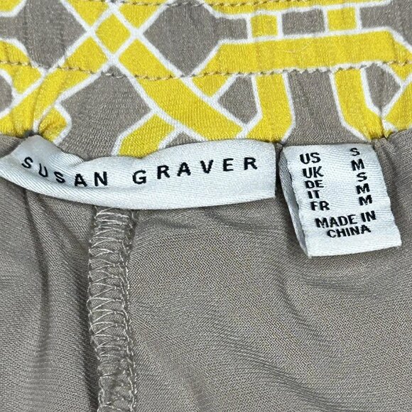 Susan Graver Skort Womens S Yellow Liquid Knit Geometric Pull On Stretch Pockets - Picture 3 of 11